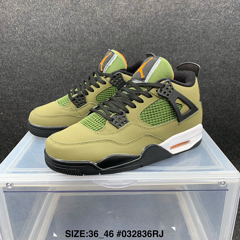 2021 Air Jordan 4 Retro Grass Green Black Orange Shoes